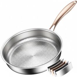 Пательня сталева 28 см Titan, не покрита, індукційна, з ручкою з рожевого золота, 18/10, для всіх типів плит та посудомийки, без PTFE/PFOA