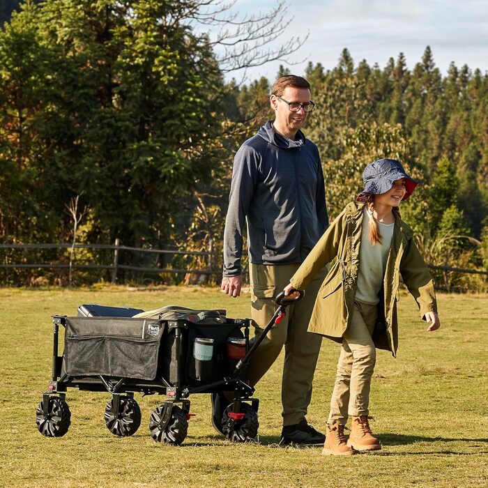 Візок пляжний Timber Ridge XXL 200л, складний, чорний: для кемпінгу, покупок, з гальмами та тримачем для напоїв