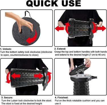 Складний туристичний стільчик Alevmoom - телескопічний, легкий, для кемпінгу, риболовлі, BBQ, кухні. Витримує до 272 кг. Колір: Селадовий (Astronaut)