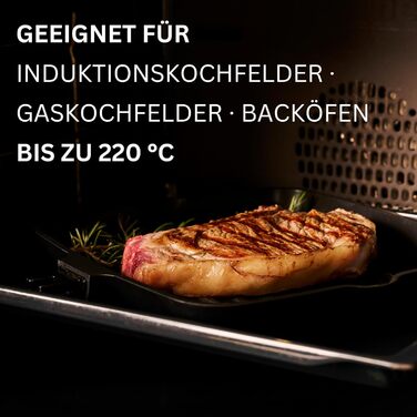 Stone&Stone Сковорода гриль індукційна 28 см квадратна з антипригарним покриттям та знімною ручкою, німецька кераміка, сталеве дно, для газових плит та духовки, без PFAS, PFOA та PTFE