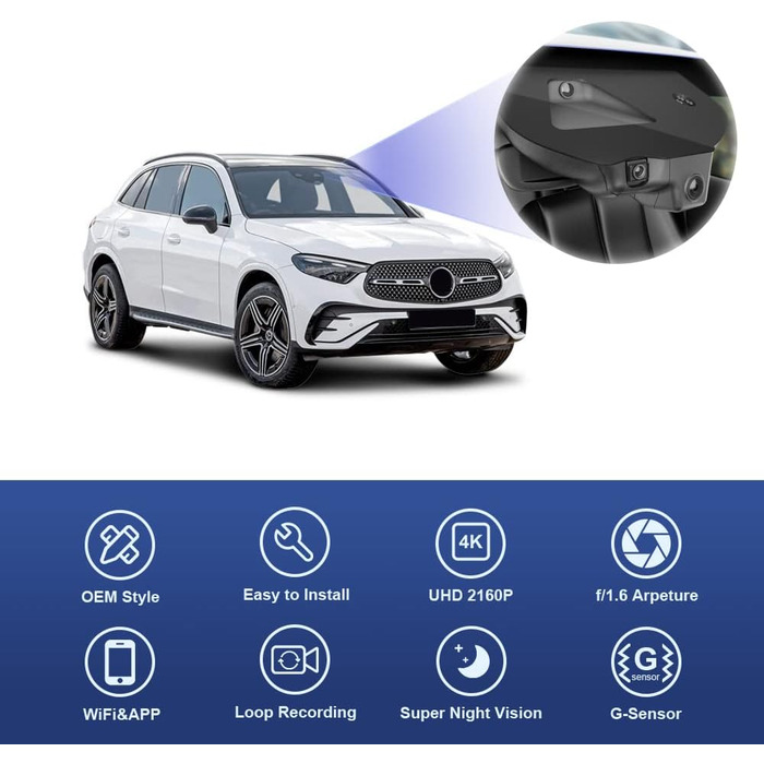 Відеореєстратор Fitcamx 4K для Mercedes-Benz GLC X254 (2023-2026) з Wi-Fi, Full HD, G-сенсором та картою 64GB