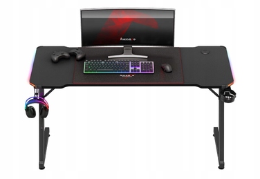 Ігровий стіл Huzaro, чорний, з LED-підсвіткою, 140x60 см, з пультом керування та килимком