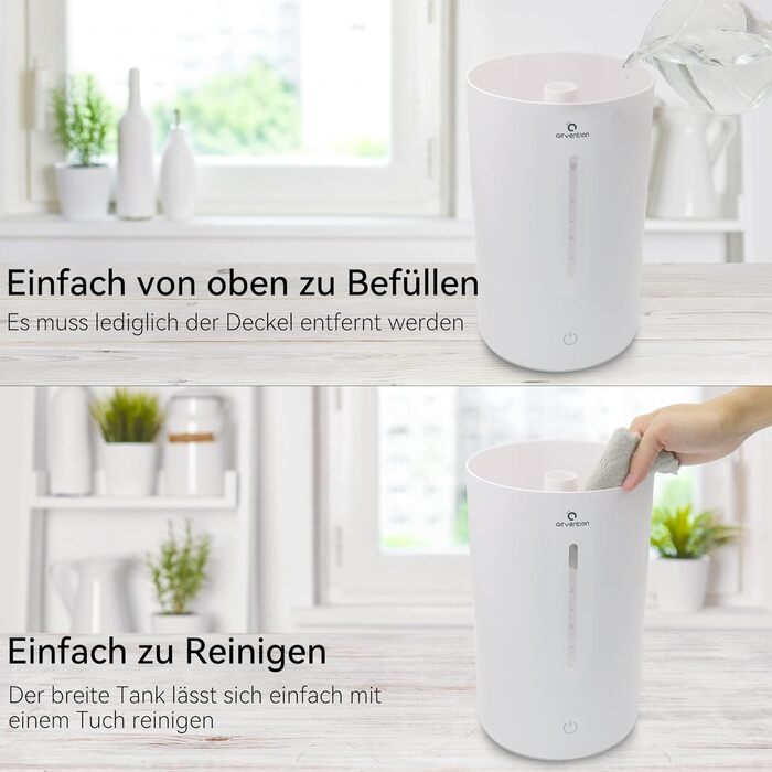 Ультразвуковий зволожувач повітря, 4 літри - тихий зволожувач для дитячої кімнати, спальні та для немовлят