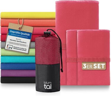 Набір рушників з мікрофібри Blumtal: 180x90 см + 2x 80x40 см (рожевий) - 3 шт.