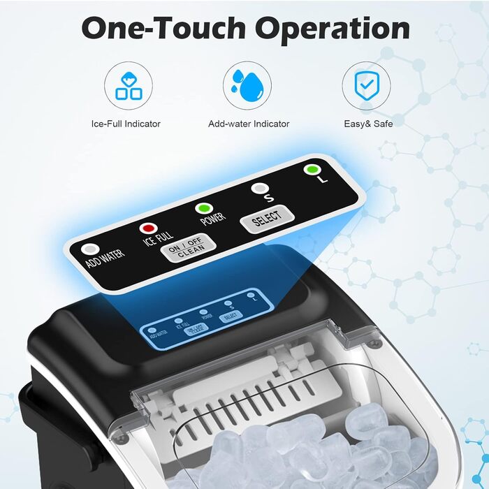 Машина для приготування кубиків льоду Ice Maker - чорна, 2L, з LED-дисплеєм та совком, для дому та бару