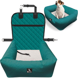 Bluzelle 2-in-1 Dog Car Seat & Bed - Oxford Fabric, Washable, Non-Slip - for Small & Medium Dogs, Petrol Color