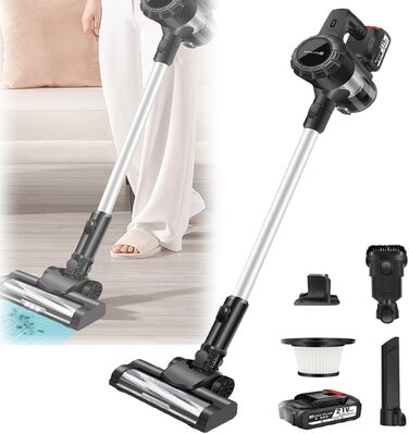 Бездротовий вертикальний пилосос YouseaHome 15kpa з HEPA-фільтром та LED-підсвічуванням, акумуляторний ручний пилосос з 2 батареями (3000mAh)