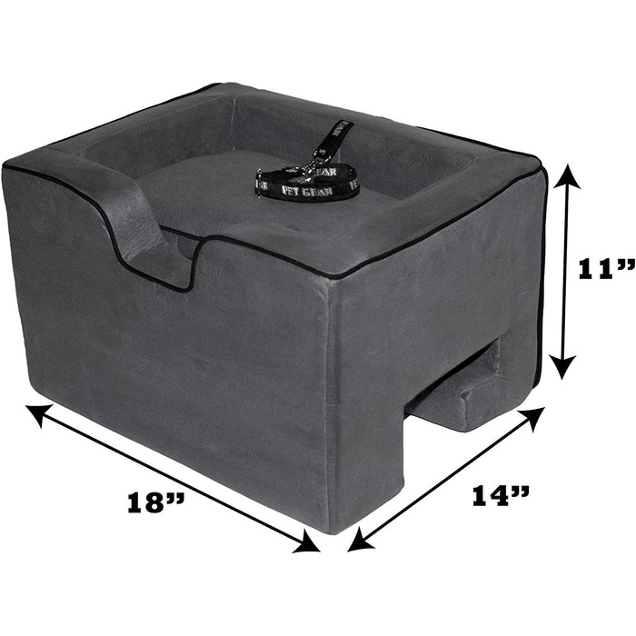 Підвищувальне автокрісло Pet Gear Lookout Booster, знімний м'який підсиджувач, страховочний трос, швидка установка без інструментів, колір антрацит, середній розмір