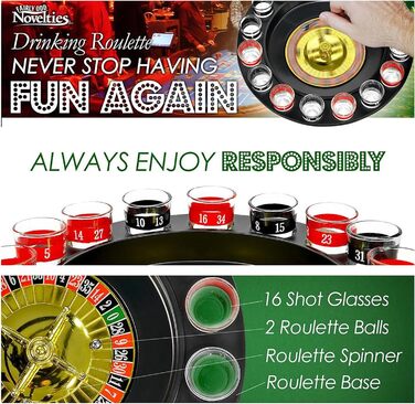 Рулетка для пиття Shot Glass Roulette набір 16 предметів, пластик, червоно-чорний