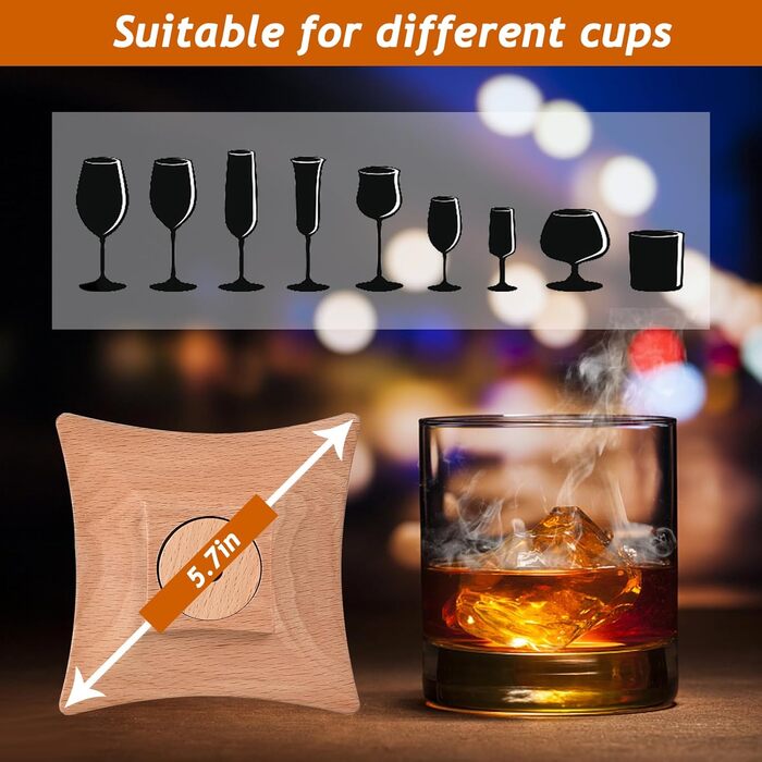 Набір для копчення коктейлів GOLDGE: набір для диму Whiskey з 6 видами тирси, кам'яні димогенератори, подарунок для тата/чоловіка