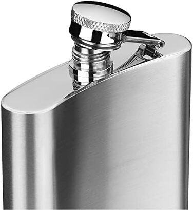 Фляга Manhattan WMF Cromargan® 6-частинна, 200 мл, з воронкою та штампом у шкіряному етолі, без гравіювання