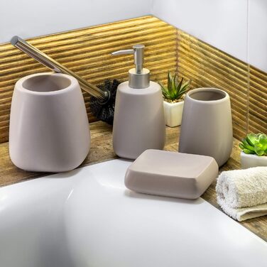 Дозатор для мила KADAX: керамічний диспенсер для рідкого мила, мийного засобу та лосьйону для ванної та кухні (Бежевий)