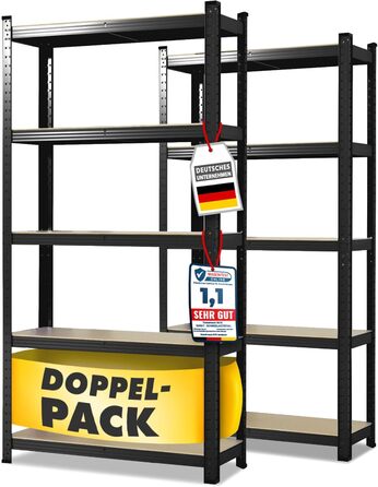 OfficeMarshal Heavy-Duty Shelving Unit - Black (150 x 75 x 30 cm)