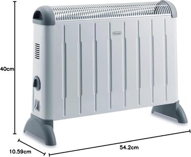 Конвектор De'Longhi HCM2030, обігрівач з 3 режимами потужності для приміщень до 60 м³, термостатом та функцією захисту від замерзання, сірий