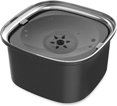 Миска для води для собак Decflow 3L з нержавіючої сталі, повільне пиття, з кришкою, без розливання, для великих собак, стійка до бризок, миска для води для домашніх тварин, дозатор для неакуратних п'ючих, без підставки (A-Чорний, матеріал: нержавіюча стал