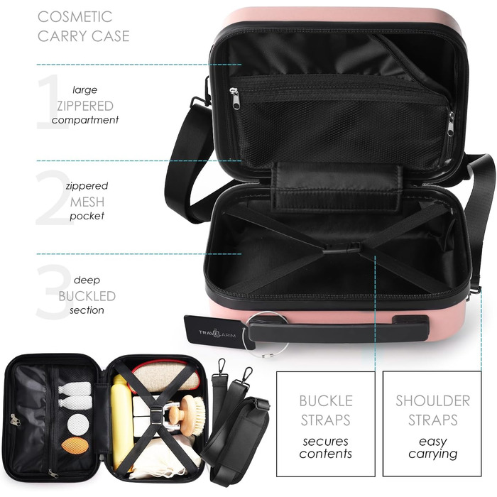 Міцний валіза на колесах з обертовими колесами, легка сумка-переноска, косметичка, 50,8 см, ручна поклажа 22 дюйми, рожевий колір