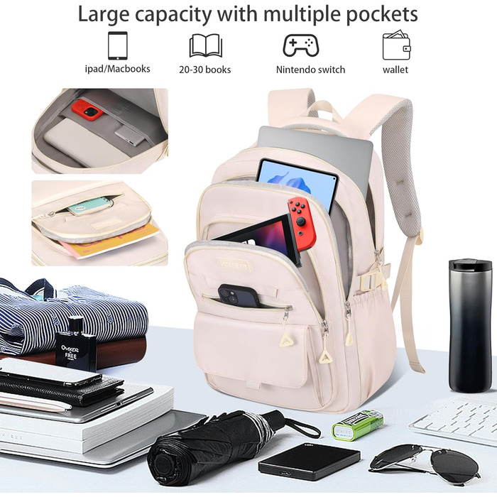 Жіночий шкільний рюкзак, стильний рюкзак для дівчат, мила сумочка для книг, акуратний рюкзак кольору бежевого