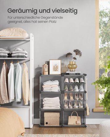 SONGMICS 10-Tier Shoe Rack, Shoe Cabinet, 30 x 40 x 30 cm per compartment, narrow, with doors, steel frame, plastic, for hallway, bedroom, entryway, LPC035B01 (6 compartments (83B x 94H cm), Slate Grey)