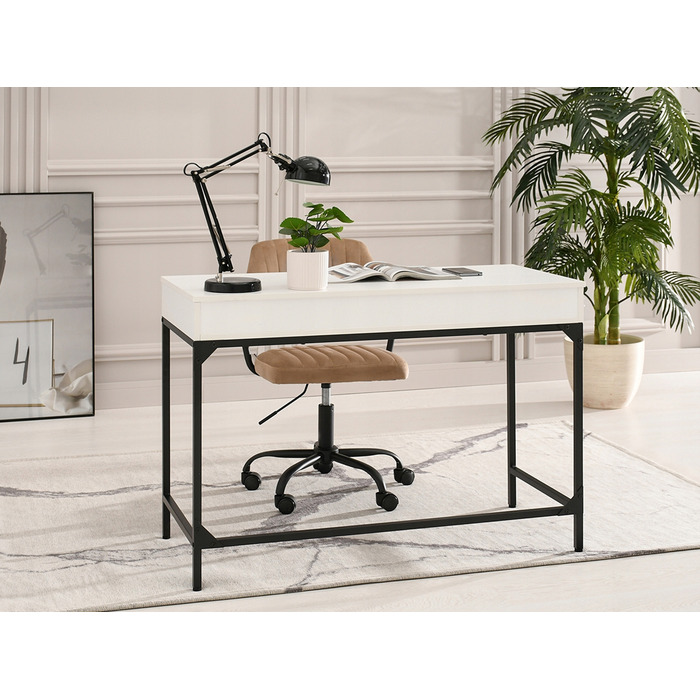 Прямокутний письмовий стіл Mebel-Partner 110 x 48 x 76 см, білий/чорний