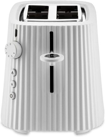 Alessi Plissé MDL08 W - Design Toaster, Six levels of gold plating, made of thermoplastic resin, European plug 850 W, White One size White