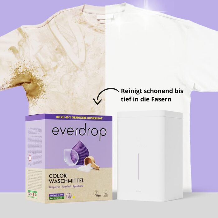 Набір пральних капсул для кольорових речей everdrop (38 циклів прання, з боксом для зберігання)
