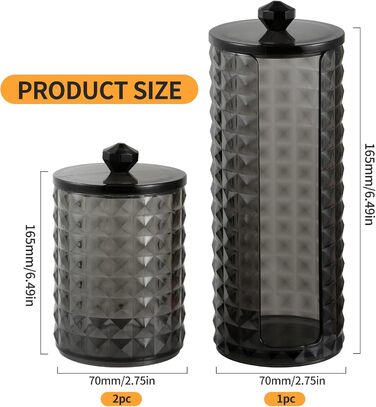 Контейнер для ватних паличок та дисків 3 STK з кришкою, чорний - органайзер для ванної кімнати, PP-матеріал, дизайн 