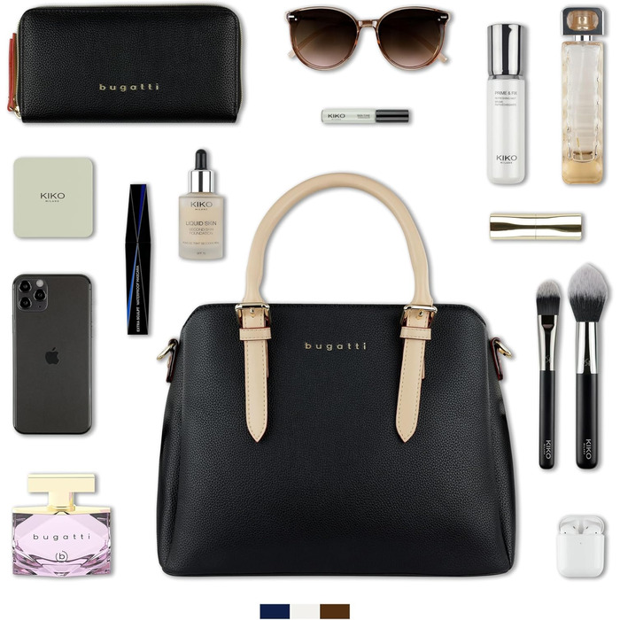 Сумка жіноча Bugatti Ella боулінг середнього розміру зі штучної шкіри, чорна