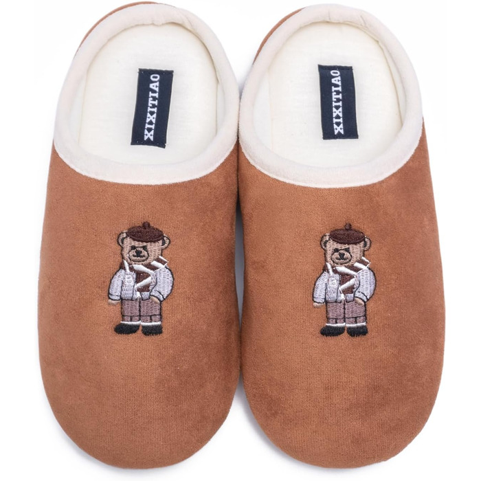 Жіночі халапи з бавовни з закритим носком - Зручна антиковзна підошва, дихаючі для дому, Колір: Коричневий, Розмір: 40/41 EU