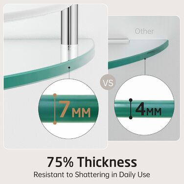 Скляна поличка для душу/ванної кімнати KES, скляна поличка для душу, поличка для ванної кімнати, нержавіюча сталь SUS304, BGS101A--P, щітка, 2 шт.