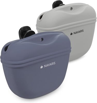 Набір з 2 силіконових мішечків для корму Navaris - мішечки для ласощів з кліпсою та магнітом - для сухого, вологого корму та ласощів (сірий & фіолетовий)