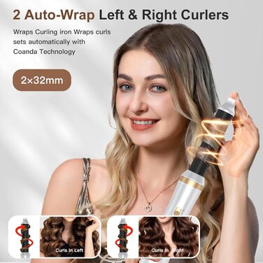 Набір Airstyler Blanco: фен-щітка, плойка для локонів, 1000W, багатофункціональний, для укладки, сушки, об'єму