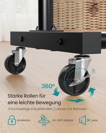 SONGMICS Кільцева вішалка для одягу на коліщатках, чорна, 38 x 110 x 141,5 см, до 50 кг, HSR016BH01