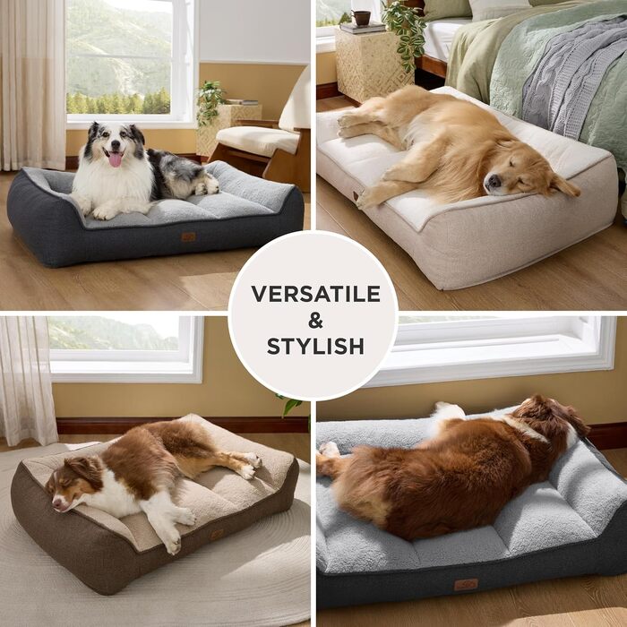 BEDSURE Лежанка для собак великих порід - 106x76 см, товста, з водонепроникною наволочкою, антиковзаюча, з м'якого плюшу Sherpa, темно-сіра