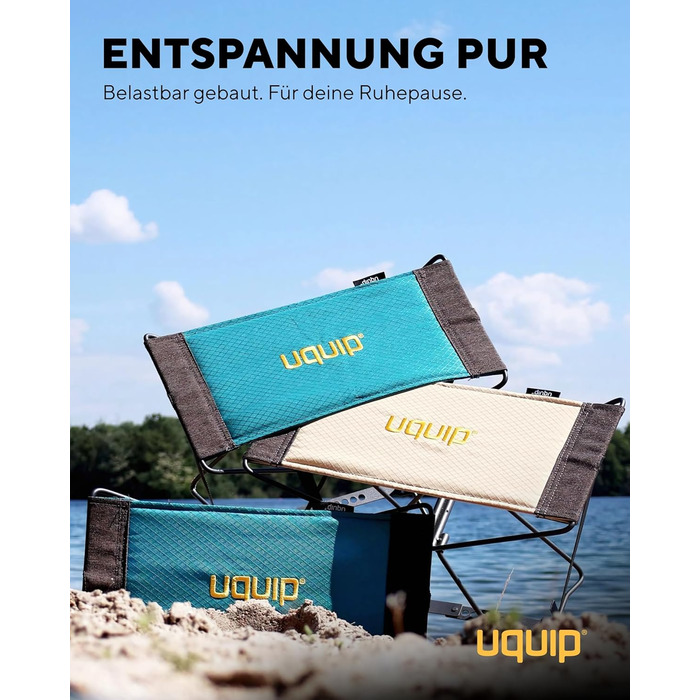 Складний туристичний стільчик Uquip Falthocker Fancy Petrol: міцний, компактний, для кемпінгу, відпочинку та подорожей (пісок)