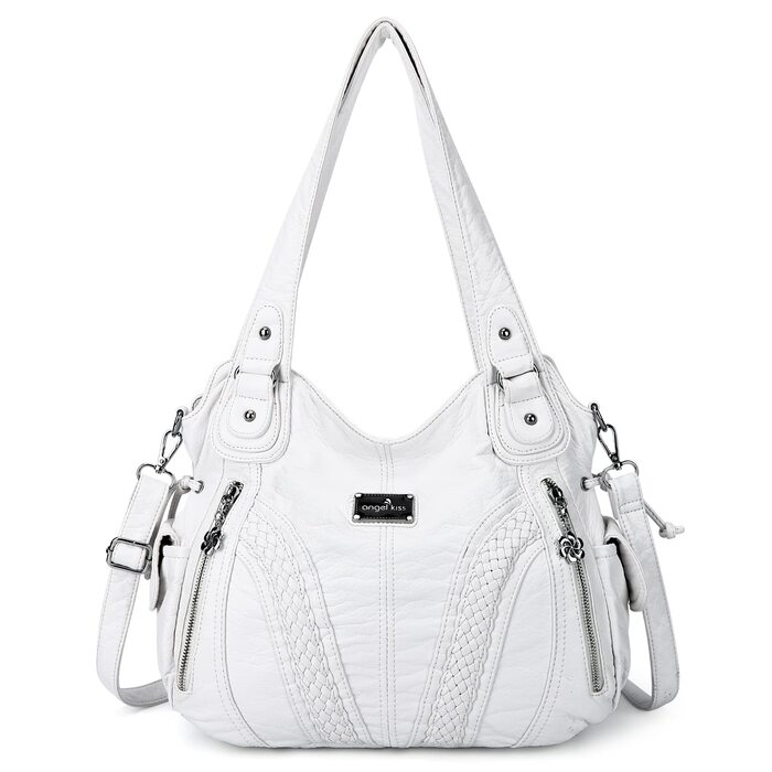 Сумка жіноча AngelKiss через плече, біла, PU шкіра, водонепроникна, з кишенями на блискавці