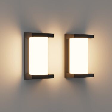 Klighten LED Outdoor Wall Light, IP65 Waterproof Outdoor Wall Light, 3000K, Rectangular Wall Light for Indoor and Outdoor, Terrace, Garden and More. (Black-high, 2 Pack)