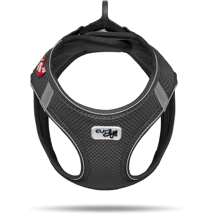 Шлейка для собак з кільцем D-Ring, чорна, розмір M, mit curli
