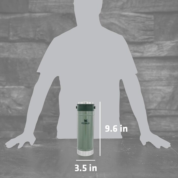 Термокружка Stanley French Press, 473 мл, з подвійним вакуумним ізолятором, нержавіюча сталь, для кави, зелена, 1 шт.