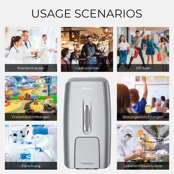 Настінний диспенсер для мила та гелю для душу (9088-Сірий)