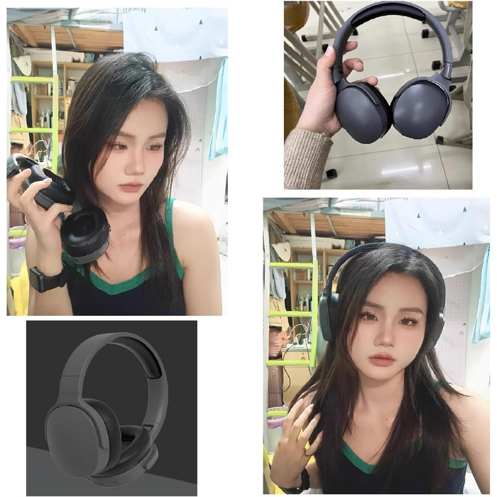 Бездротові навушники HiFi Bluetooth з активним шумозаглушенням, складні, з мікрофоном, для спорту та подорожей (Чорний)