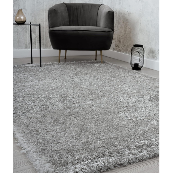 Килимок Mia's Teppiche Fiona для вітальні та спальні, 120x160 см, високий ворс (срібний)