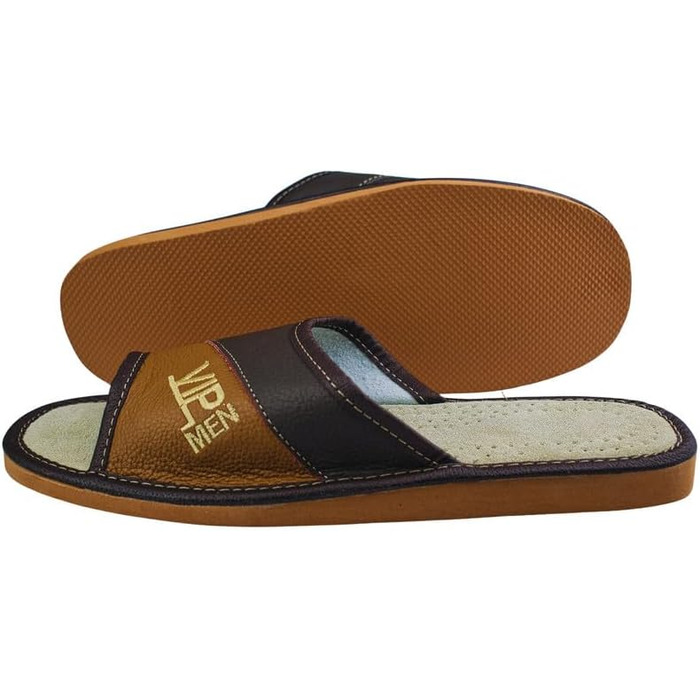 Чоловічі тапочки APREGGIO з натуральної шкіри – комфортні та зручні, розмір 40-46 (EU), колір бронзовий