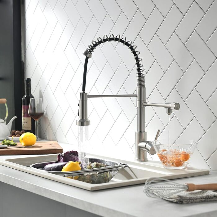 Інфрачервоний сенсорний змішувач для кухні з висувною лійкою, кухонна арматура 360° поворотна, змішувач з однією ручкою, гнучкий вивід, для мийки, золото, 3-х шляховий змішувач