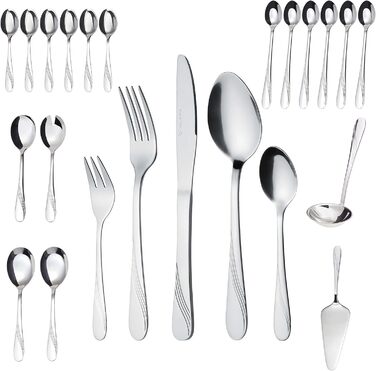 GRÄWE Cutlery Set for 6 People, 48-Piece - Flatware with Serving Pieces made of Stainless Steel, Rust-Proof, Nickel-Free - STRALSUND Series