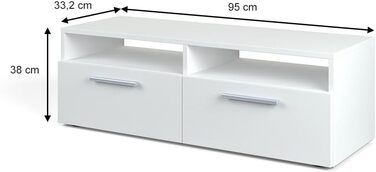 Тумба під телевізор Vicco Diego, білий глянець, 95x38 см