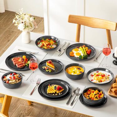 Набір посуду Steingut vancasso ANYA (48 предметів) – сучасний сервіз для 6 осіб (сірий)