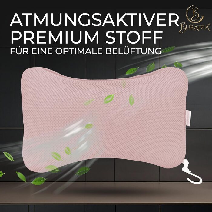 Подушка для ванни з сіткою для прання - Максимальний комфорт та релаксація з технологією Air Mesh. Подушка для ванни з 4 міцними присосками. Підтримка шиї та голови (рожева)