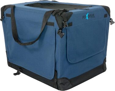 Foxdevil Складана переноска для собак та котів середніх розмірів – переноска для тварин у машину та в дім (M, Синій)