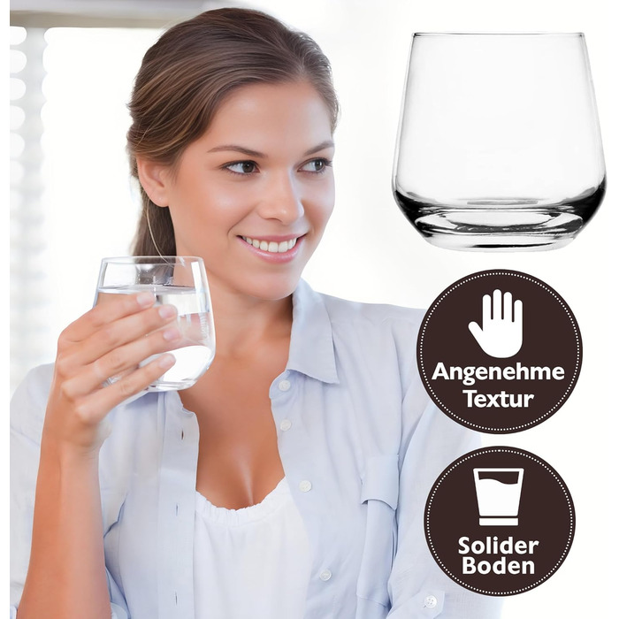 CONCEPT Glass Set, 12-piece, 310 ml small juice glasses, ideal as drinking glasses, water glasses, whisky glasses, universal and dishwasher-safe