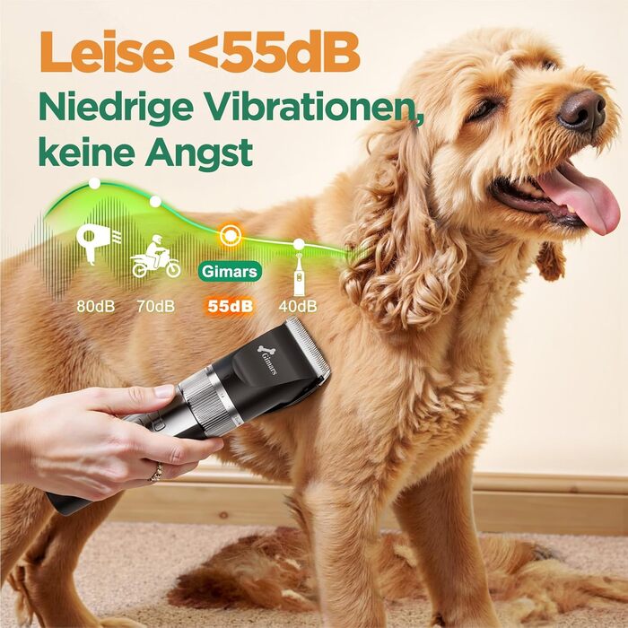 Gimars 3-в-1 професійна машинка для стрижки собак та котів, 7000 об/хв, для густого хутра, тиха, акумуляторна, з набором ножиць